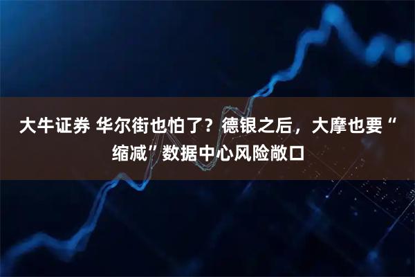 大牛证券 华尔街也怕了？德银之后，大摩也要“缩减”数据中心风险敞口